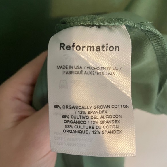 Reformation Foster Knit midi skirt green M organic cotton minimalist classic - Picture 5 of 5
